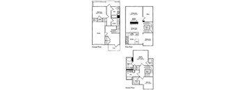 A floor plan of a two-story house with a garage on the first floor and a living area on the second floor.
