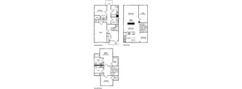 A floor plan of a house with a garage, two bedrooms, a living room, a dining room, a kitchen, a study, and a bathroom.