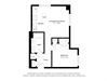 A1x Floorplan Image 1 BD 1 Bath 654 sqft.