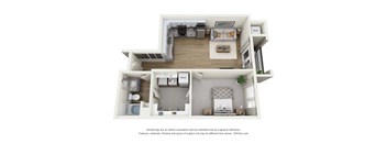 a 1 bedroom floorplan is shown in this illustration