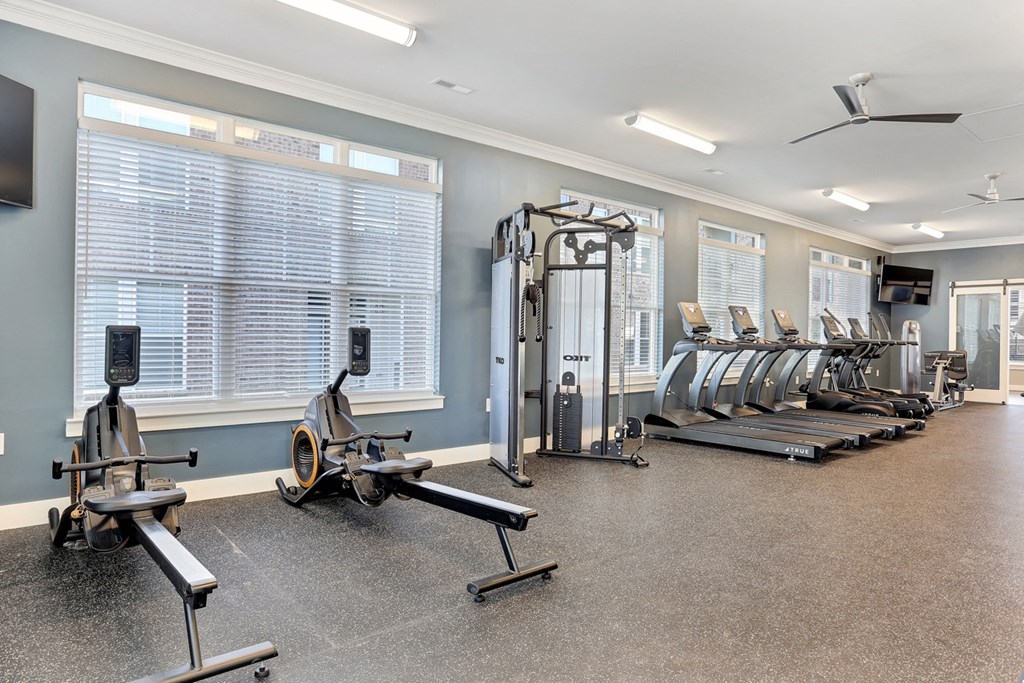 a gym with equipment