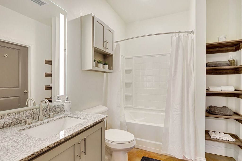 a bathroom with a sink toilet and a shower
