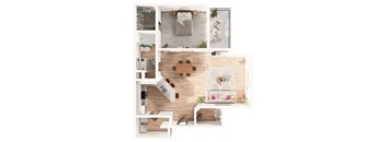 a floor plan of a house with a wooden floor