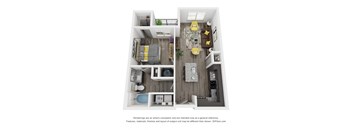 Cue Galatyn Station A1A Floor Plan 1 Bed 1 Bath 646 sqft