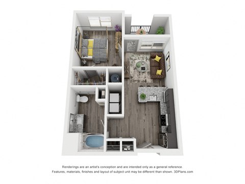 Cue Galatyn Station A1C Floor Plan 1 Bed 1 Bath 662 sqft