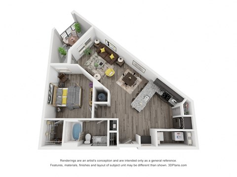 Cue Galatyn Station A1I Floor Plan 1 Bed 1 Bath 878 sqft