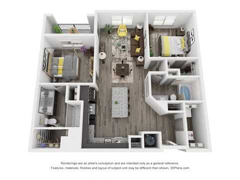 Cue Galatyn Station B2A Floor Plan 1 Bed 1 Bath 1065 sqft