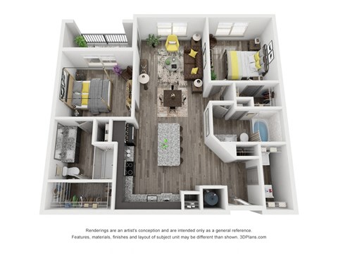 Cue Galatyn Station B2B Floor Plan 2 Bed 2 Bath 1078 sqft