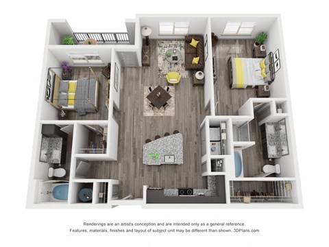 Cue Galatyn Station B2D Floor Plan 2 Bed 2 Bath 1199 sqft