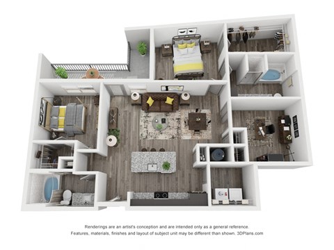 Cue Galatyn Station B2G Floor Plan  2 Bed 2 Bath 1295sqft