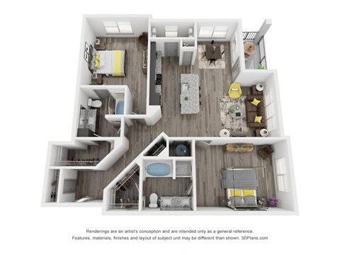 Cue Galatyn Station B2J Floor Plan 2 Bed 2 Bath 1357 sqft