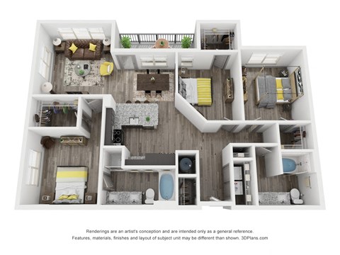 Cue Galatyn Station C2A Floor Plan 3 Bed 2 Bath 1365 sqft