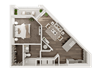 1 bedroom 1 bath architecture drawing of A1B floor plan