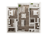 2 bedroom 2 bath architecture drawing of B2C floor plan