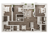 3 bedroom 3 bath architecture drawing of C2A floor plan
