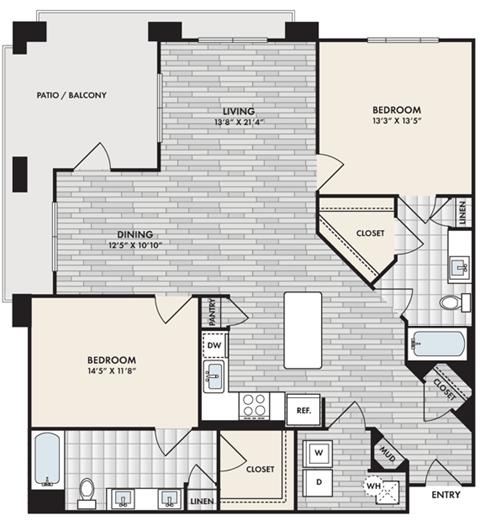 a floor plan of a 1 story house with bedrooms and a garage