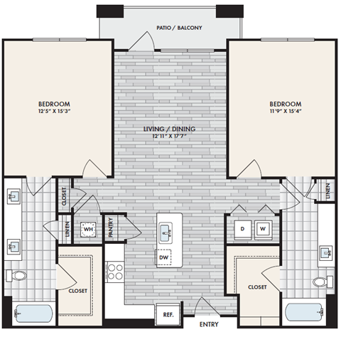 a floor plan of a bedroom apartment with a bathroom and a living room