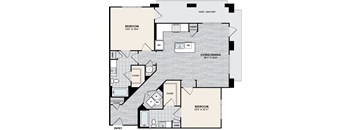 a floor plan of a living room and a bedroom