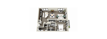 a 3d floor plan of a 1 bedroom apartment