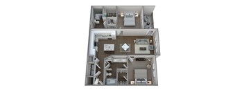 a 3d floor plan of a 1 bedroom apartment