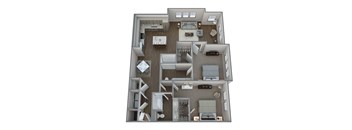 a 3d floor plan of a 1 bedroom apartment