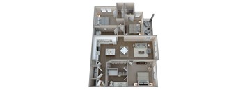 a 3d floor plan of a 1 bedroom apartment