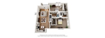 a 3d floor plan of a home with a bedroom