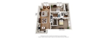 a 3d floor plan of a home with an open living room