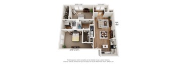 a 3d floor plan of a home with an open living room