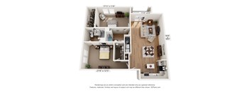 a 3d floor plan of a house with a bedroom