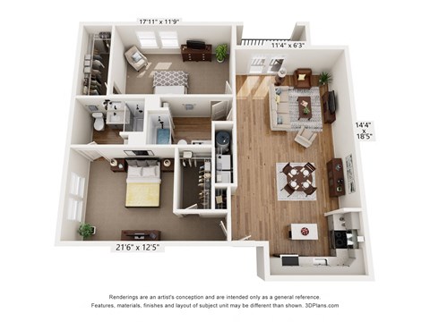 a 3d floor plan of a house with a bedroom