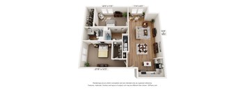 a 3d floor plan of a home with a bedroom