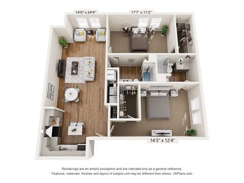 a 2 bedroom floor plan