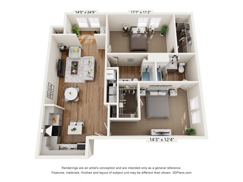 a 2 bedroom floor plan