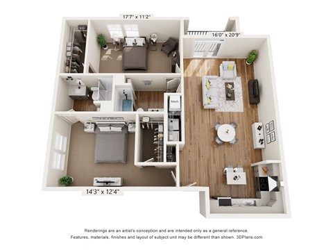 a 2 bedroom floor plan