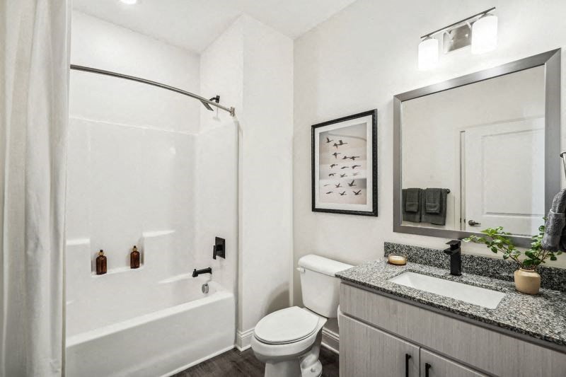 a bathroom with a shower toilet and a sink