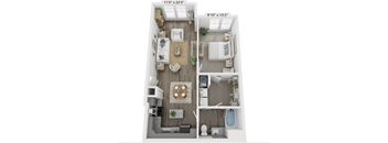 one bedroom one bathroom floorplan