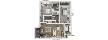 two bedroom two bathroom floorplan