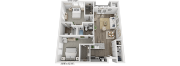 two bedroom two bathroom floorplan