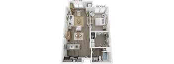 one bedroom one bathroom floorplan