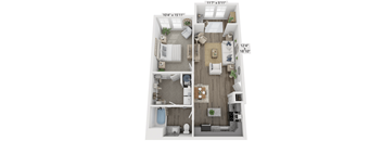 one bedroom one bathroom floorplan