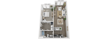 one bedroom one bathroom floorplan