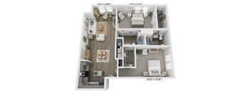 two bedroom two bathroom floorplan