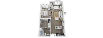 one bedroom one bathroom floorplan