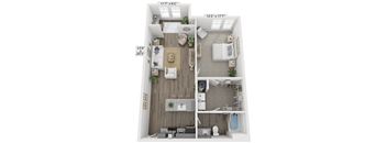 one bedroom one bathroom floorplan