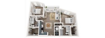 a floor plan of the Everly apartments