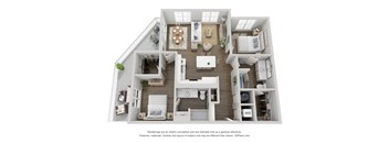 a floor plan of the Everly apartmentsdova,
