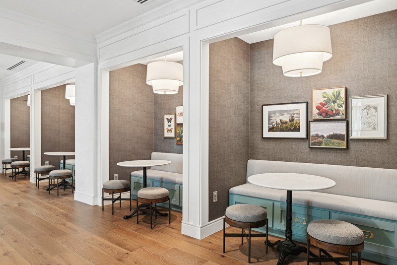Clubhouse booths with tables and chairs