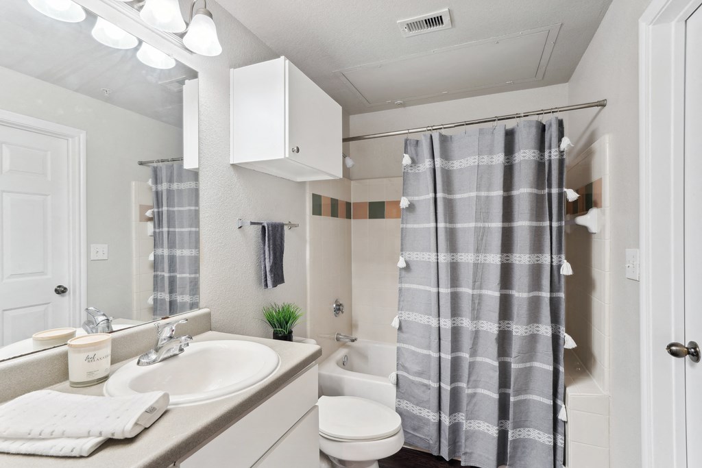 a bathroom with a shower and a sink and a toilet