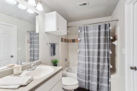a bathroom with a shower and a sink and a toilet